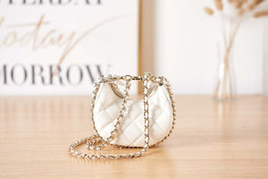 Chanel AP3232 Clutch With Chain Lambskin & Shiny Light Gold Metal White - Default Title - View 3