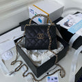 Chanel AP3237 Clutch with chain Grained Shiny Calfskin Gold With Handle Bag Black - Default Title - View 1