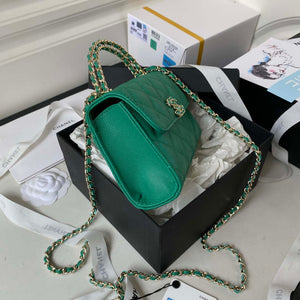 Chanel AP3237 Clutch with chain Grained Shiny Calfskin Gold With Handle Bag Green - Default Title - View 5