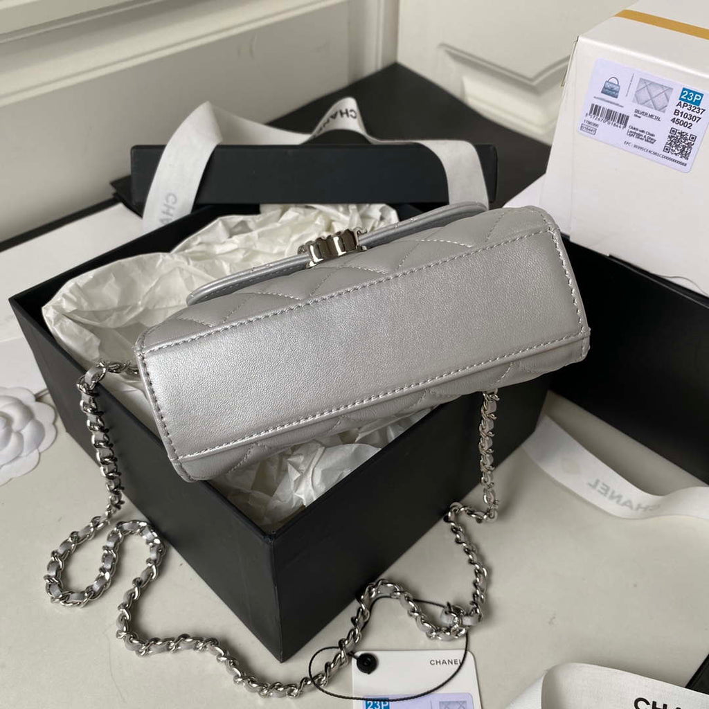 Chanel AP3237 Clutch with chain Lambskin Gold With Handle Bag