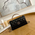 Chanel AP3238 Flap Chain Bag Black Calfskin Gold With Handle Bag - Default Title - View 1