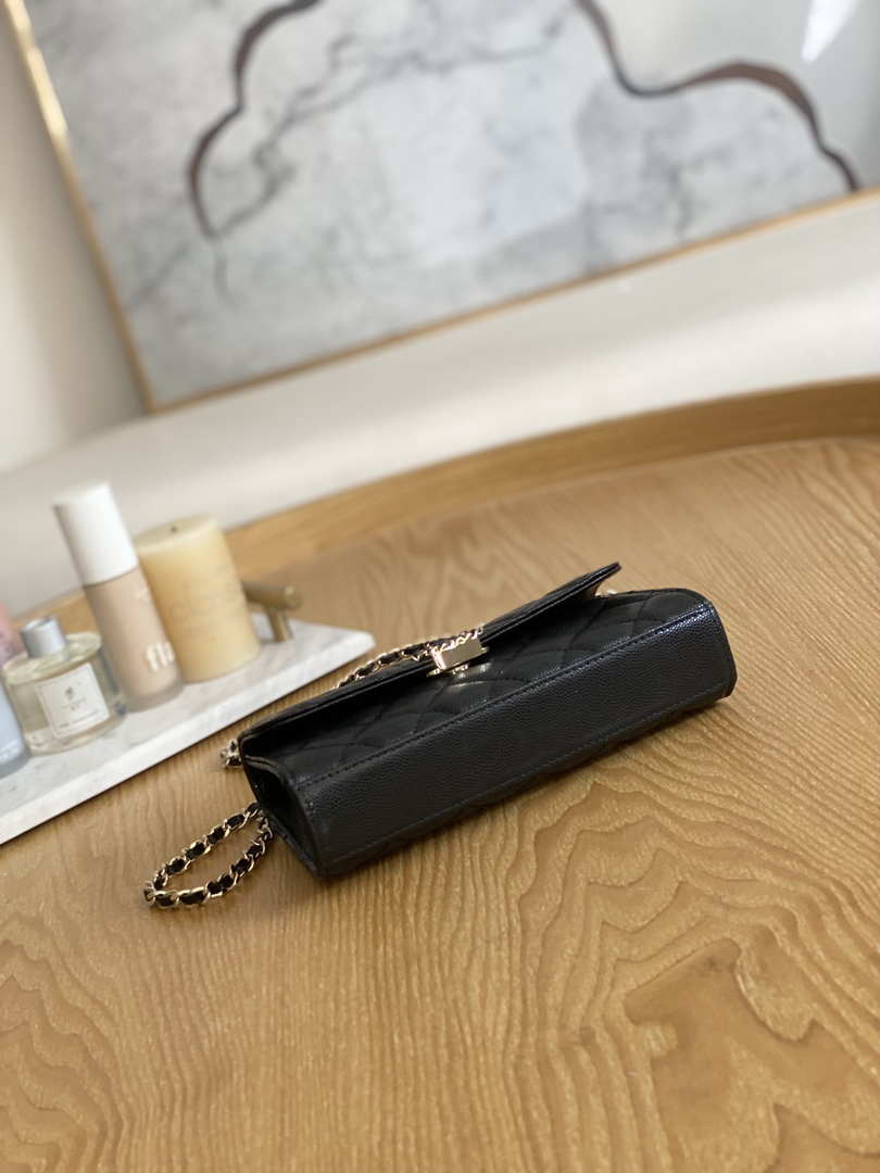Chanel AP3238 Flap Chain Bag Black Calfskin Gold With Handle Bag - Default Title - View 6
