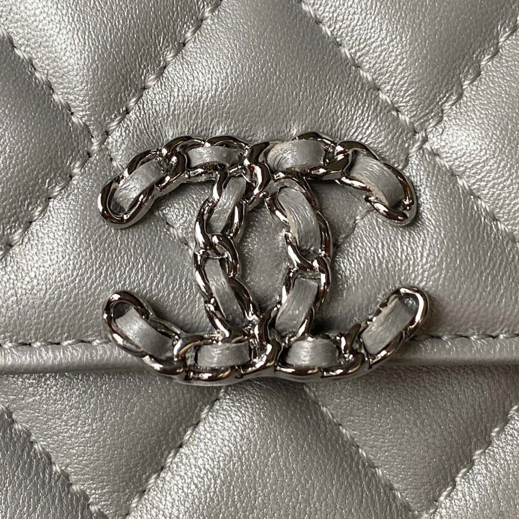 Chanel AP3238 Flap Chain Bag Gray Lambskin Gold With Handle Bag