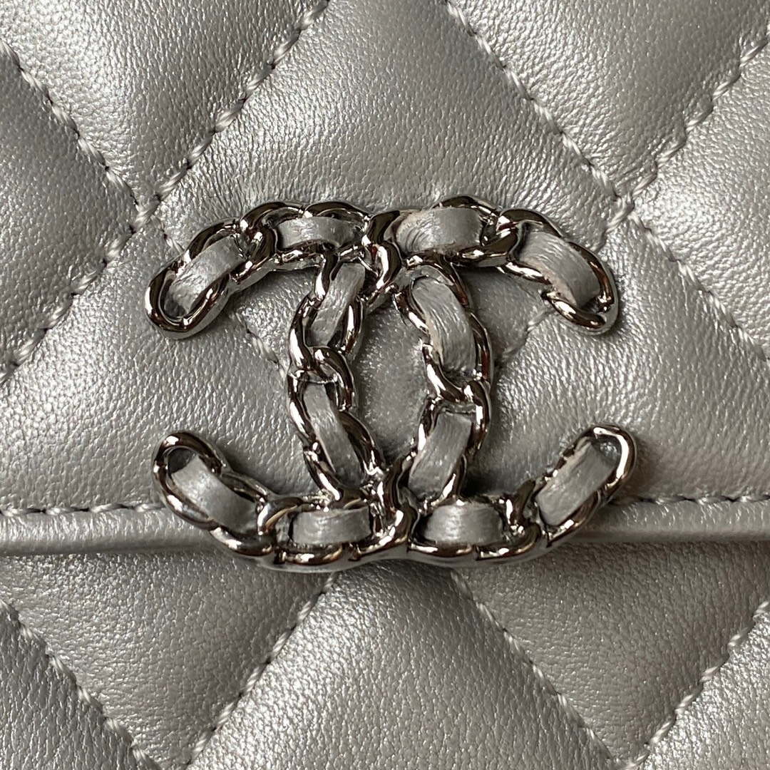 Chanel AP3238 Flap Chain Bag Gray Lambskin Gold With Handle Bag