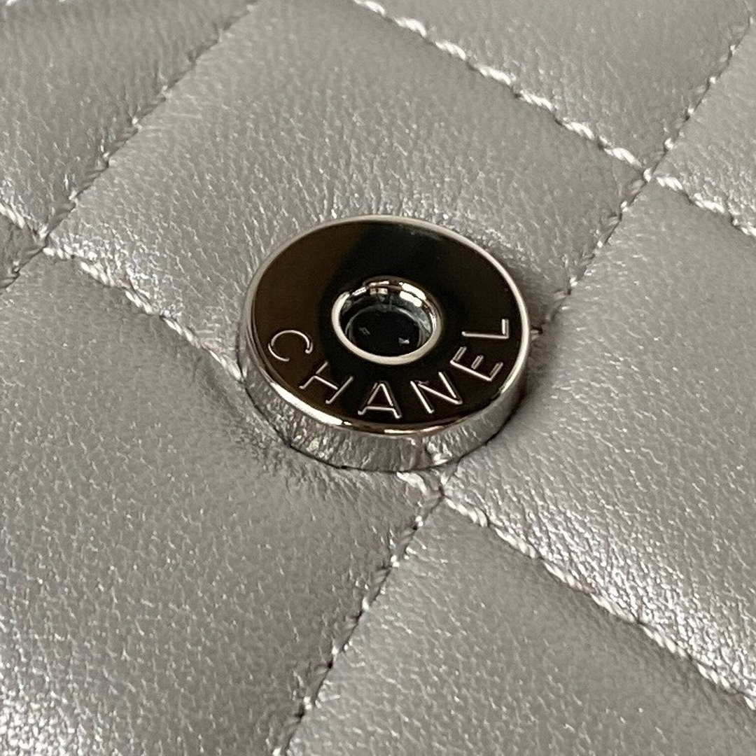 Chanel AP3238 Flap Chain Bag Gray Lambskin Gold With Handle Bag