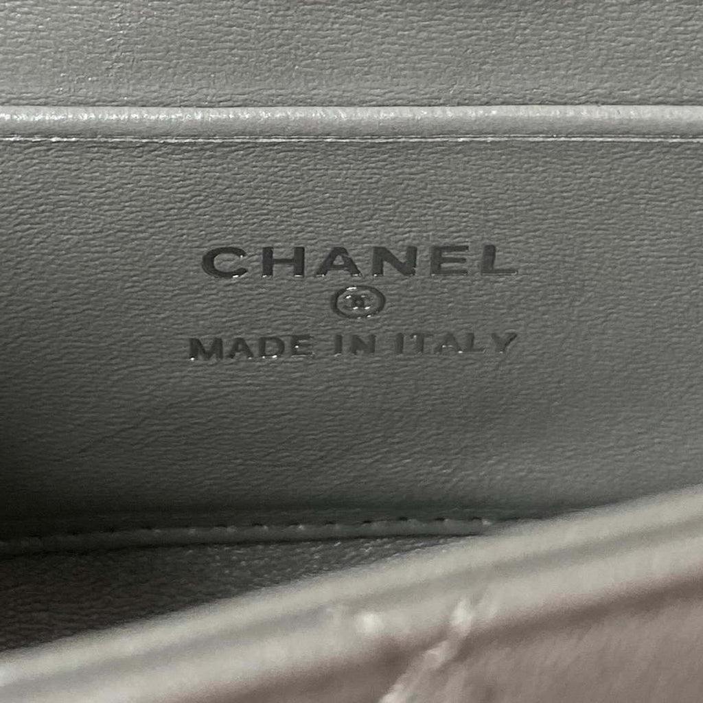Chanel AP3238 Flap Chain Bag Gray Lambskin Gold With Handle Bag