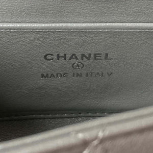 Chanel AP3238 Flap Chain Bag Gray Lambskin Gold With Handle Bag - Default Title - View 9