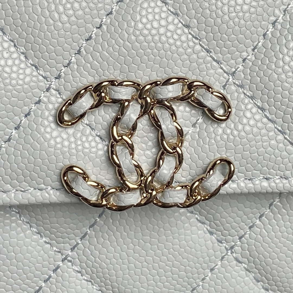 Chanel AP3238 Flap Chain Bag Light Blue Lambskin Gold With Handle Bag