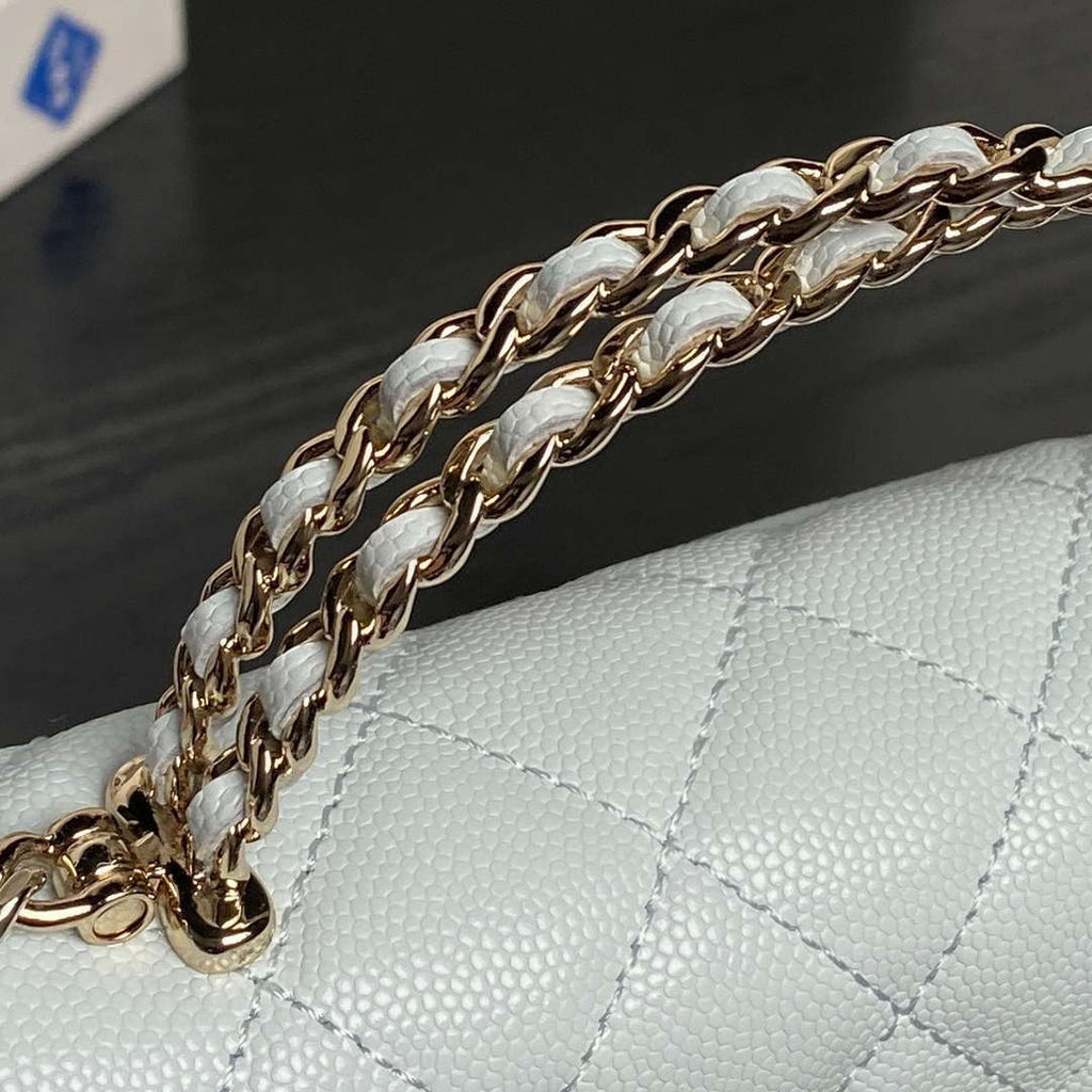 Chanel AP3238 Flap Chain Bag Light Blue Lambskin Gold With Handle Bag