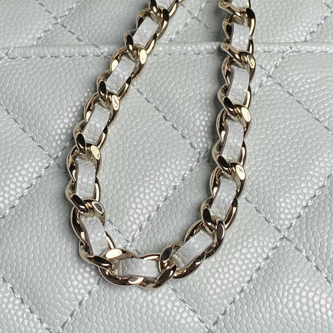 Chanel AP3238 Flap Chain Bag Light Blue Lambskin Gold With Handle Bag