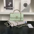 Chanel AP3238 Flap Chain Bag Light Green Lambskin Gold With Handle Bag - Default Title - View 1