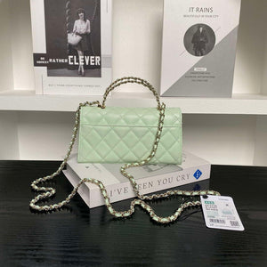 Chanel AP3238 Flap Chain Bag Light Green Lambskin Gold With Handle Bag - Default Title - View 2
