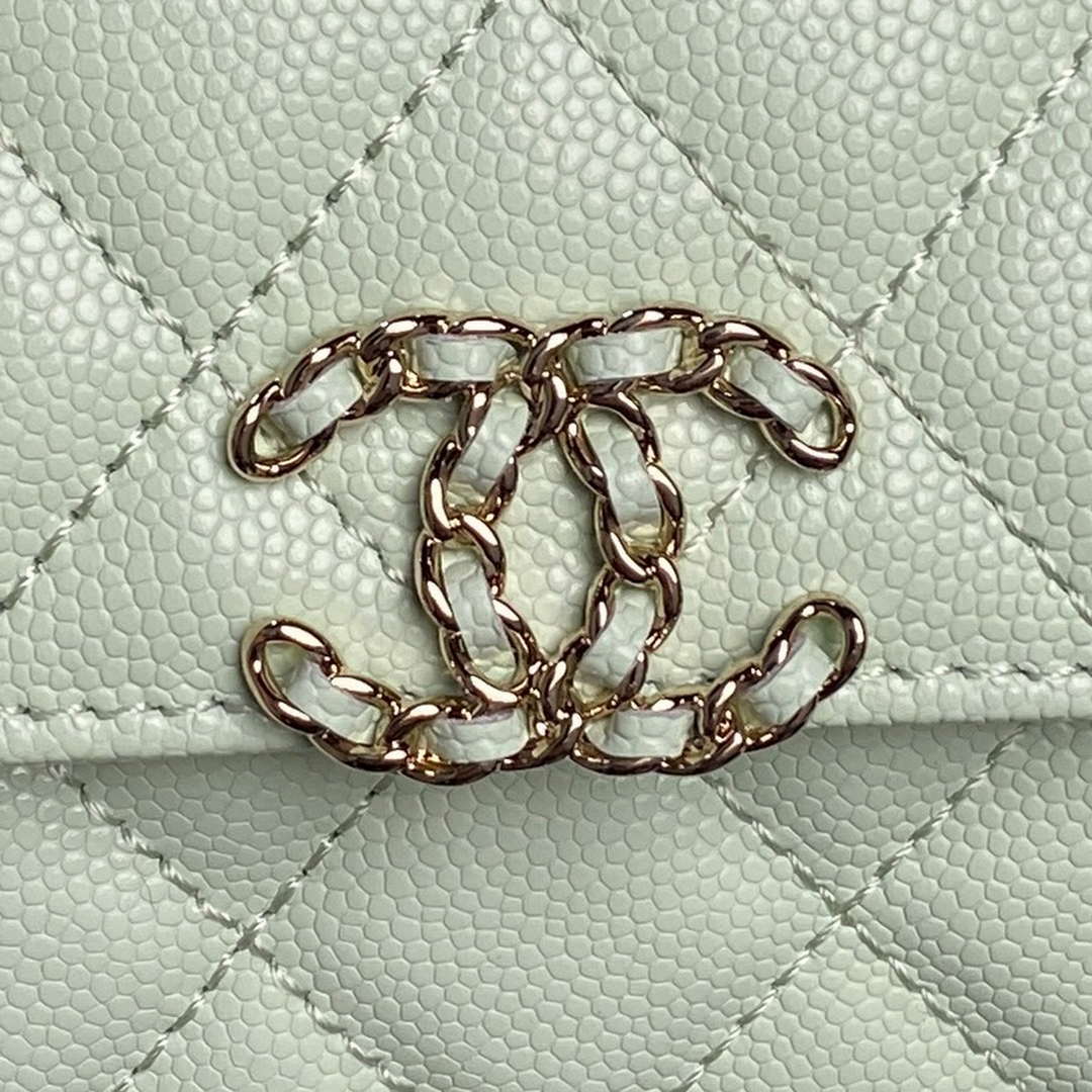 Chanel AP3238 Flap Chain Bag Light Green Lambskin Gold With Handle Bag - Default Title - View 3