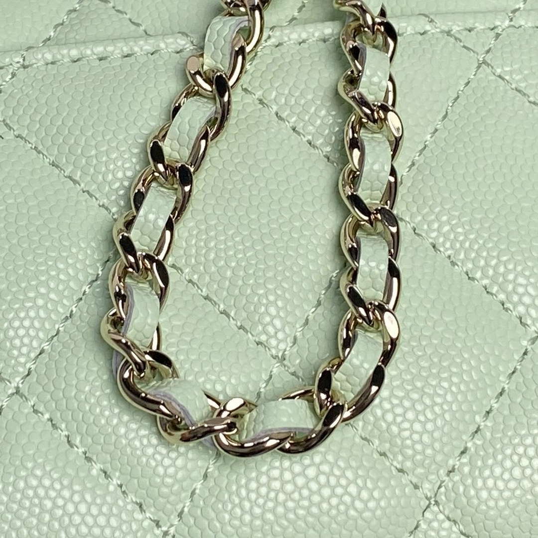 Chanel AP3238 Flap Chain Bag Light Green Lambskin Gold With Handle Bag - Default Title - View 5