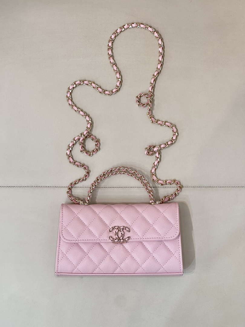 Chanel AP3238 Flap Chain Bag Pink Lambskin Gold With Handle Bag