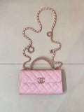 Chanel AP3238 Flap Chain Bag Pink Lambskin Gold With Handle Bag