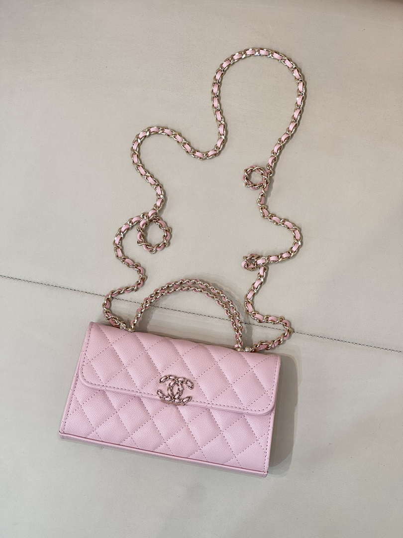 Chanel AP3238 Flap Chain Bag Pink Lambskin Gold With Handle Bag