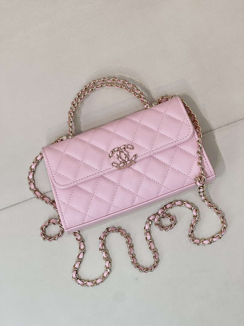 Chanel AP3238 Flap Chain Bag Pink Lambskin Gold With Handle Bag