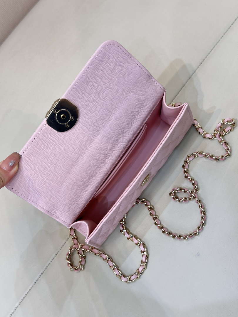 Chanel AP3238 Flap Chain Bag Pink Lambskin Gold With Handle Bag