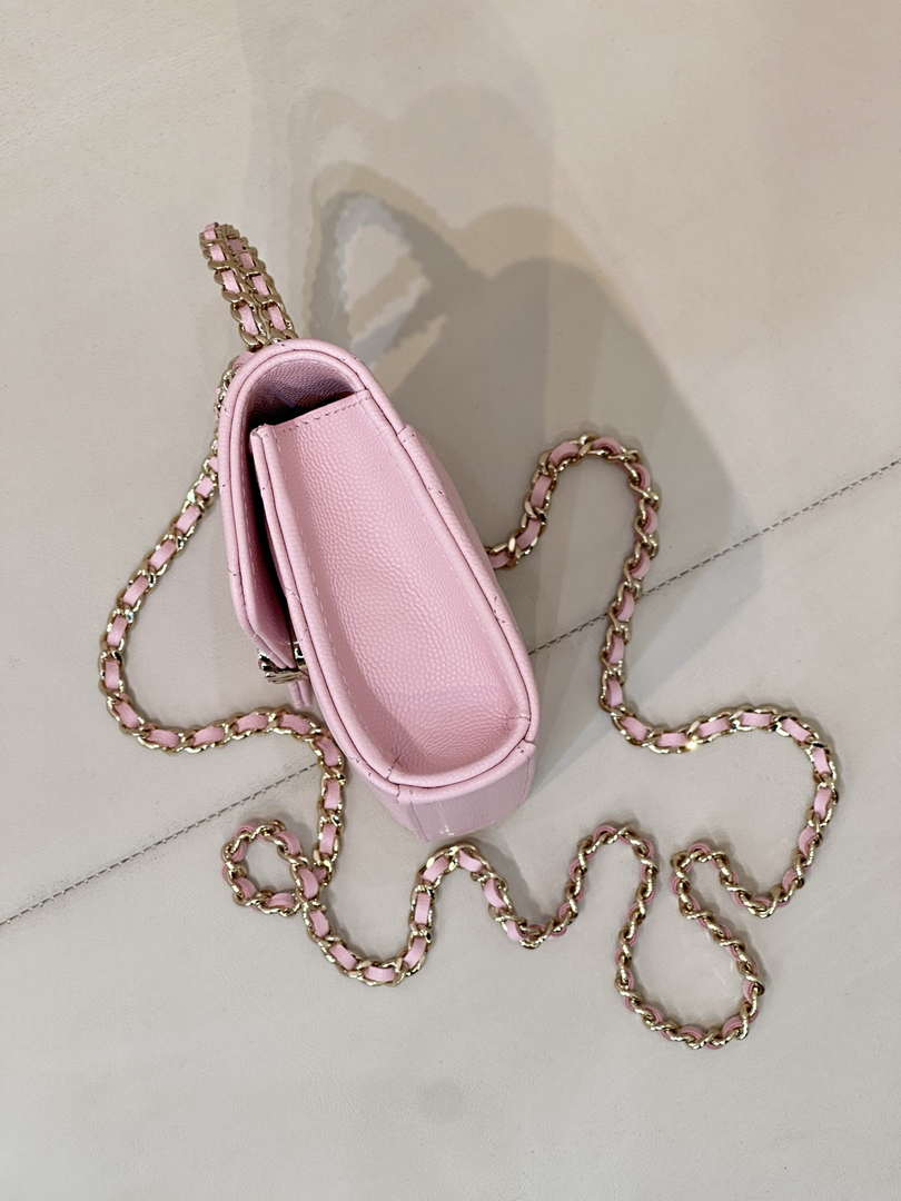 Chanel AP3238 Flap Chain Bag Pink Lambskin Gold With Handle Bag