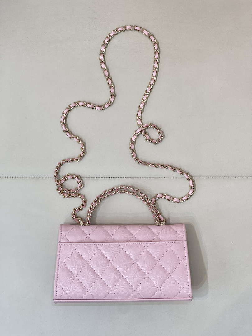 Chanel AP3238 Flap Chain Bag Pink Lambskin Gold With Handle Bag