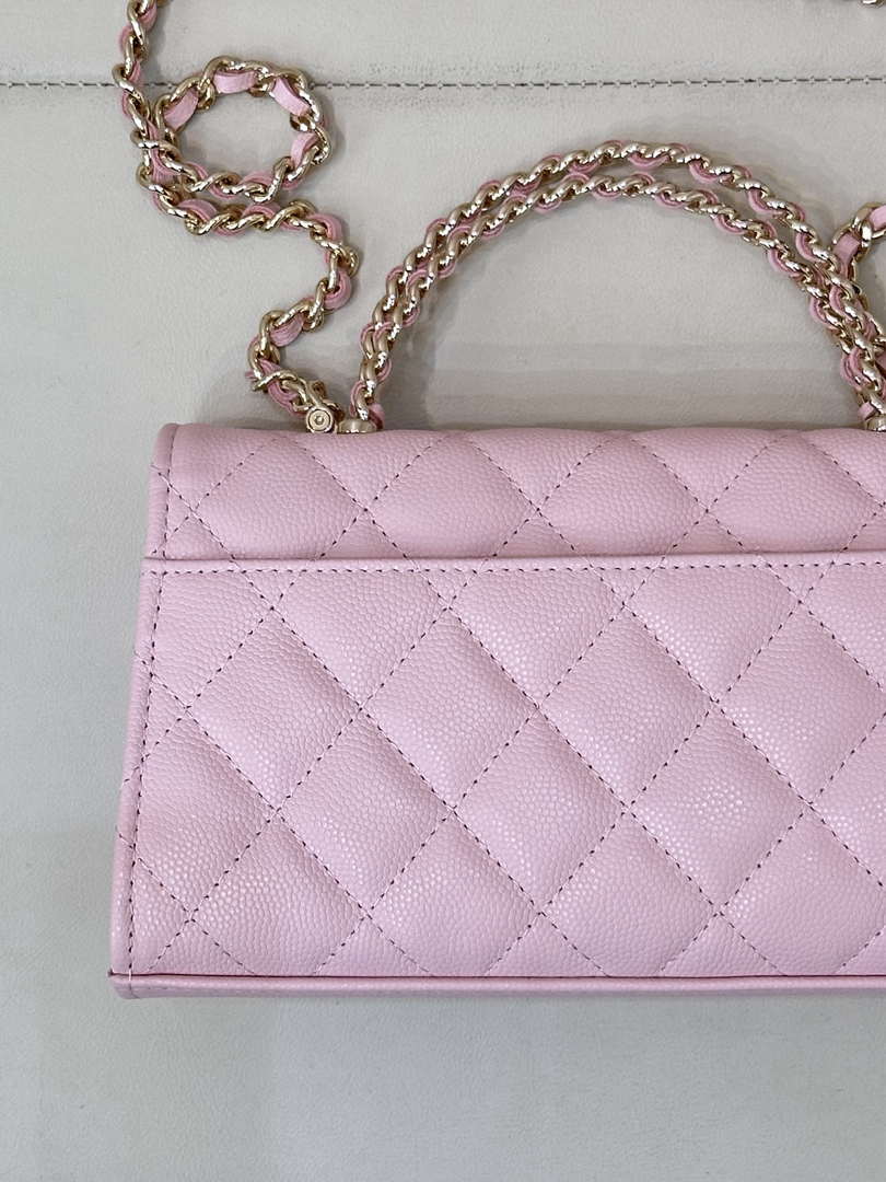 Chanel AP3238 Flap Chain Bag Pink Lambskin Gold With Handle Bag