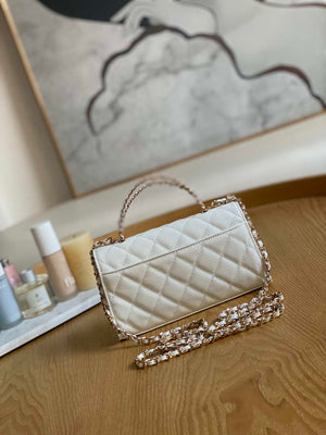 Chanel AP3238 Flap Chain Bag With Handle White Calfskin Gold - Default Title - View 2