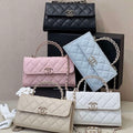Chanel AP3238 Phone Holder with Chain Grained Shiny Calfskin Black