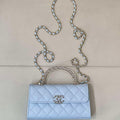 Chanel AP3238 Phone Holder with Chain Grained Shiny Calfskin Black