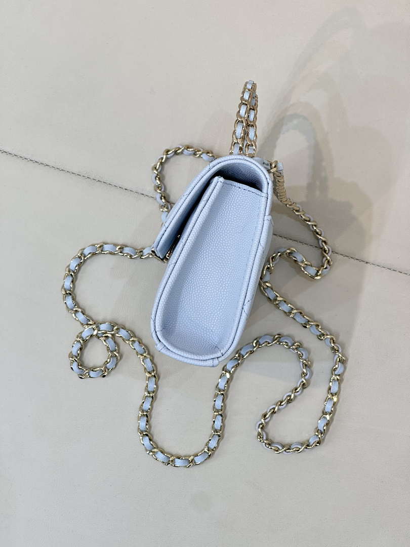 Chanel AP3238 Phone Holder with Chain Grained Shiny Calfskin Black