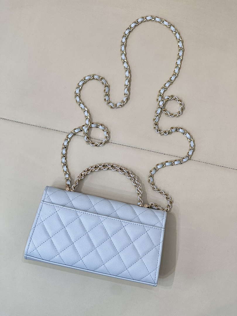 Chanel AP3238 Phone Holder with Chain Grained Shiny Calfskin Black