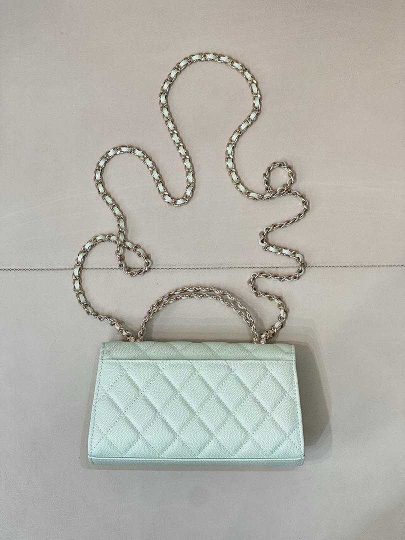 Chanel AP3238 Phone Holder with Chain Grained Shiny Calfskin  Light Green - Default Title - View 8