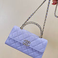 Chanel AP3238 Phone Holder with Chain Grained Shiny Calfskin Purple - Default Title - View 1