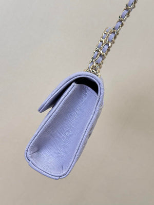 Chanel AP3238 Phone Holder with Chain Grained Shiny Calfskin Purple - Default Title - View 3