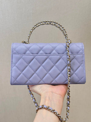 Chanel AP3238 Phone Holder with Chain Grained Shiny Calfskin Purple - Default Title - View 7