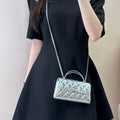 Chanel AP3238 Phone Holder with Chain Grained Shiny Calfskin Silver - Default Title - View 1