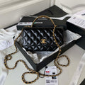 Chanel AP3240 Flap Bag With Top Handle Lambskin & Gold-Tone Metal Black - Default Title - View 1