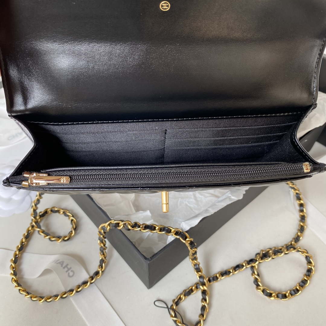 Chanel AP3240 Flap Bag With Top Handle Lambskin & Gold-Tone Metal Black