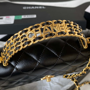 Chanel AP3240 Flap Bag With Top Handle Lambskin & Gold-Tone Metal Black - Default Title - View 8