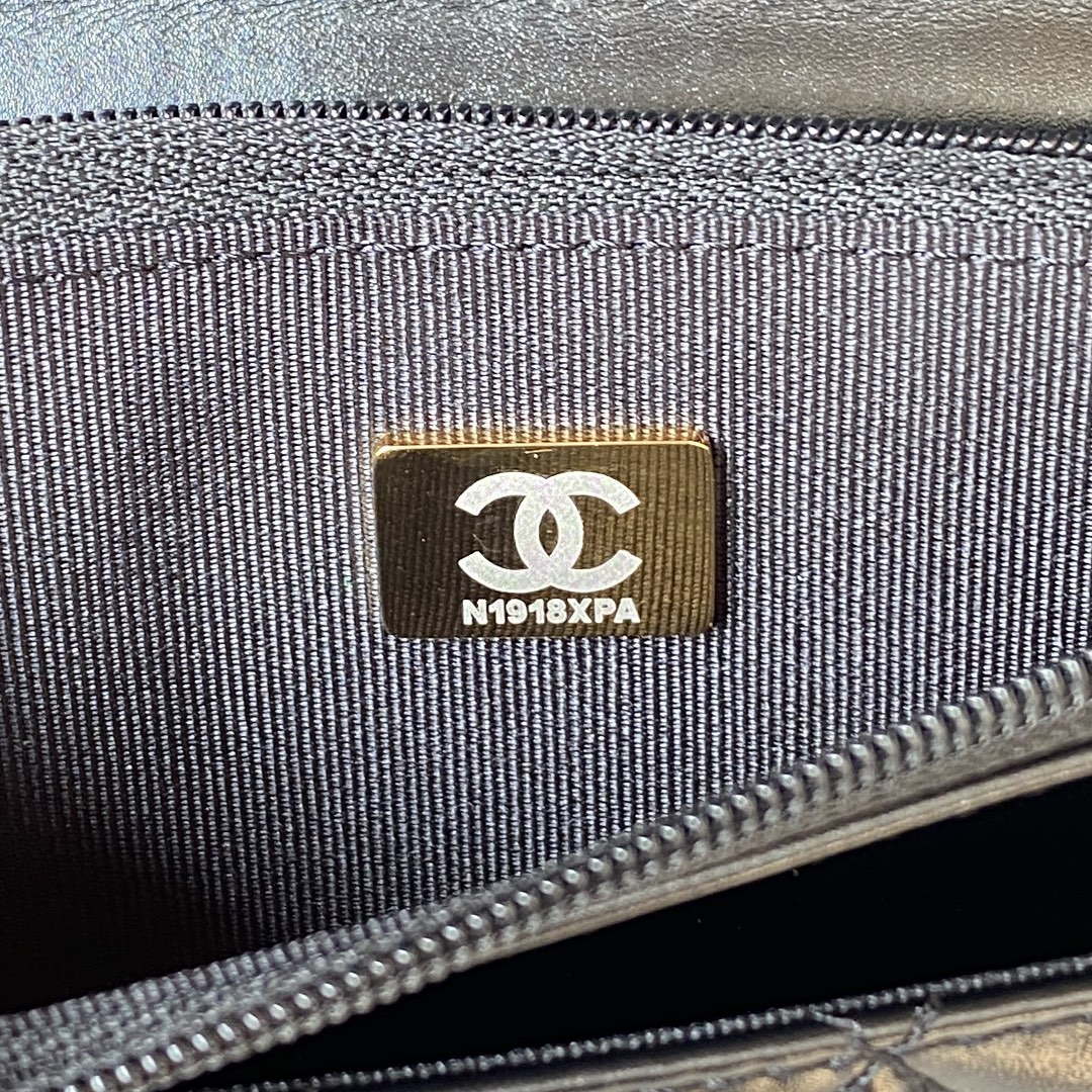 Chanel AP3240 Flap Bag With Top Handle Lambskin & Gold-Tone Metal Black - Default Title - View 9