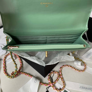 Chanel AP3240 Flap Bag With Top Handle Lambskin & Gold-Tone Metal Green - Default Title - View 7