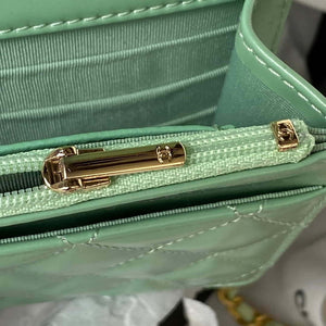 Chanel AP3240 Flap Bag With Top Handle Lambskin & Gold-Tone Metal Green - Default Title - View 8