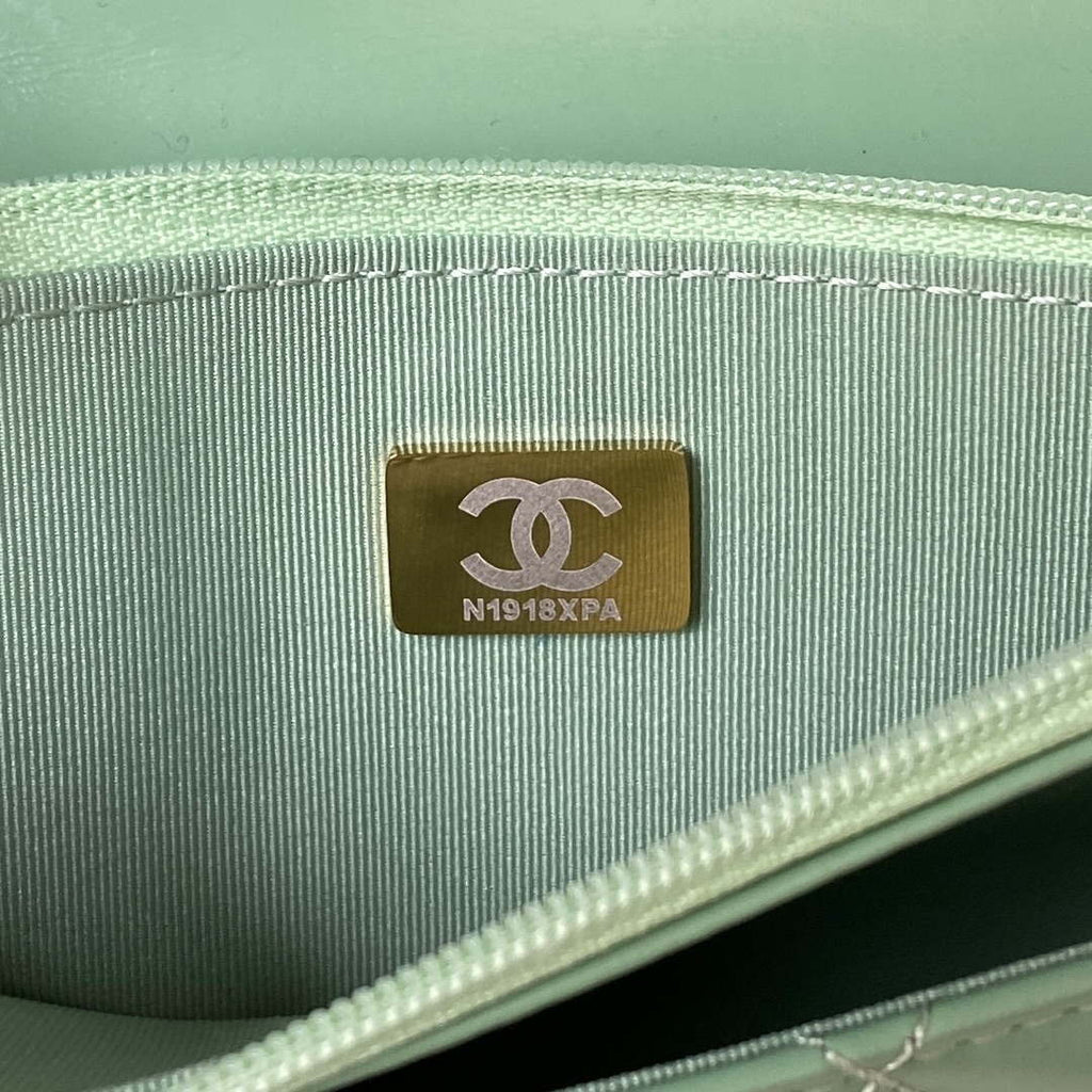 Chanel AP3240 Flap Bag With Top Handle Lambskin & Gold-Tone Metal Green