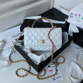 Chanel AP3240 Flap Bag With Top Handle Lambskin & Gold-Tone Metal White - Default Title - View 1
