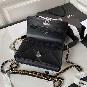 Chanel AP3267 19 Wallet on Chain Woc Shiny Lambskin Black - Silver - View 6