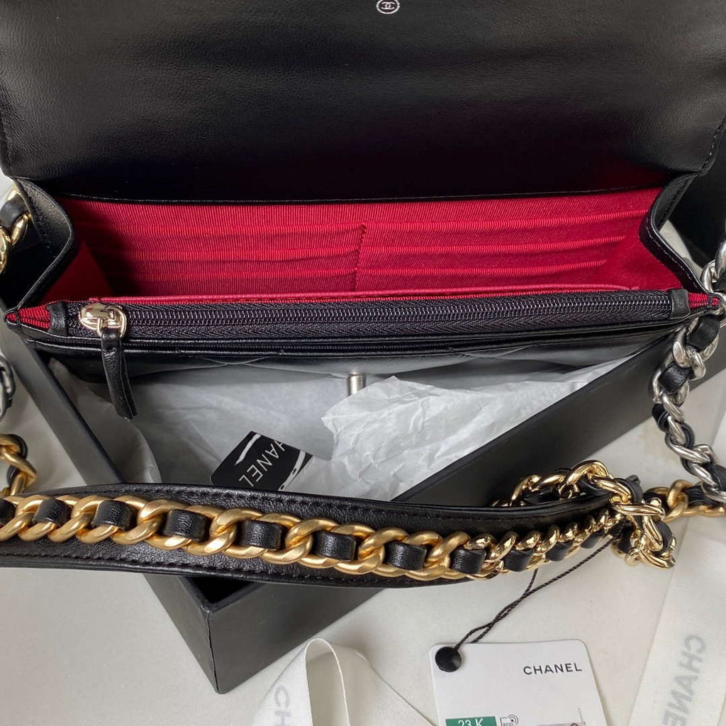 Chanel AP3267 19 Wallet on Chain Woc Shiny Lambskin Black
