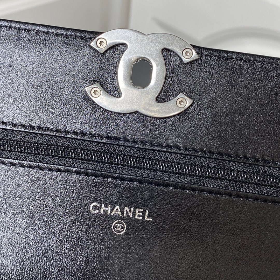 Chanel AP3267 19 Wallet on Chain Woc Shiny Lambskin Black - Silver - View 9