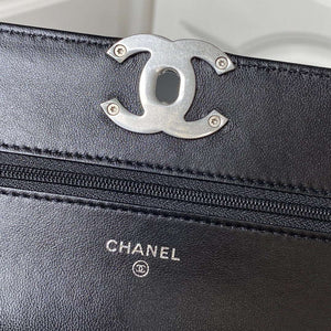 Chanel AP3267 19 Wallet on Chain Woc Shiny Lambskin Black - Silver - View 9
