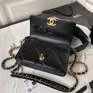 Chanel AP3267 19 Wallet on Chain Woc Shiny Lambskin Black - Silver - View 15