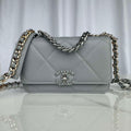 Chanel AP3267 19 Wallet on Chain Woc Shiny Lambskin Gray - Silver - View 1